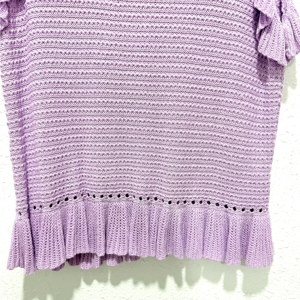 Lavender Ruffle Knit Top M - Picture 4 of 10